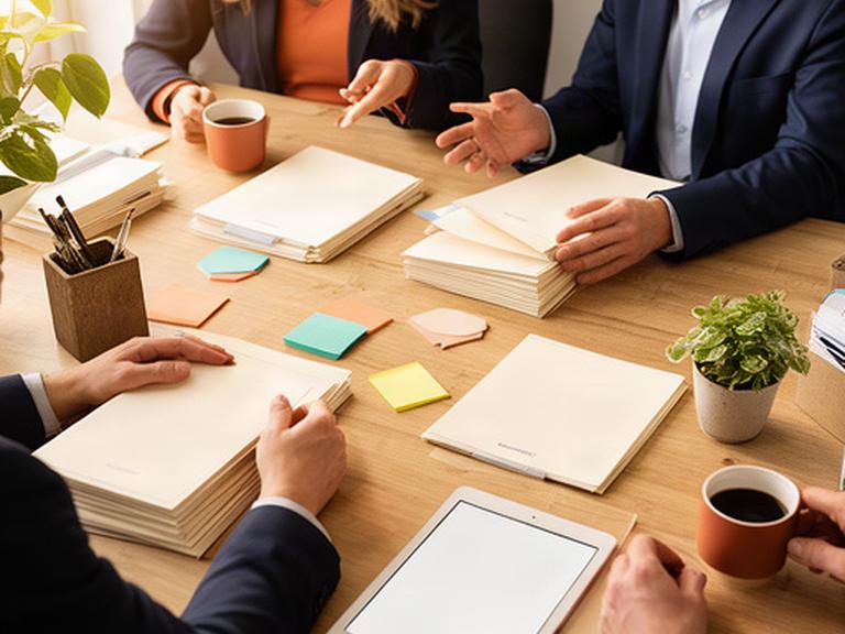 Reunión de trabajo con expedientes jurídicos organizados sobre una mesa